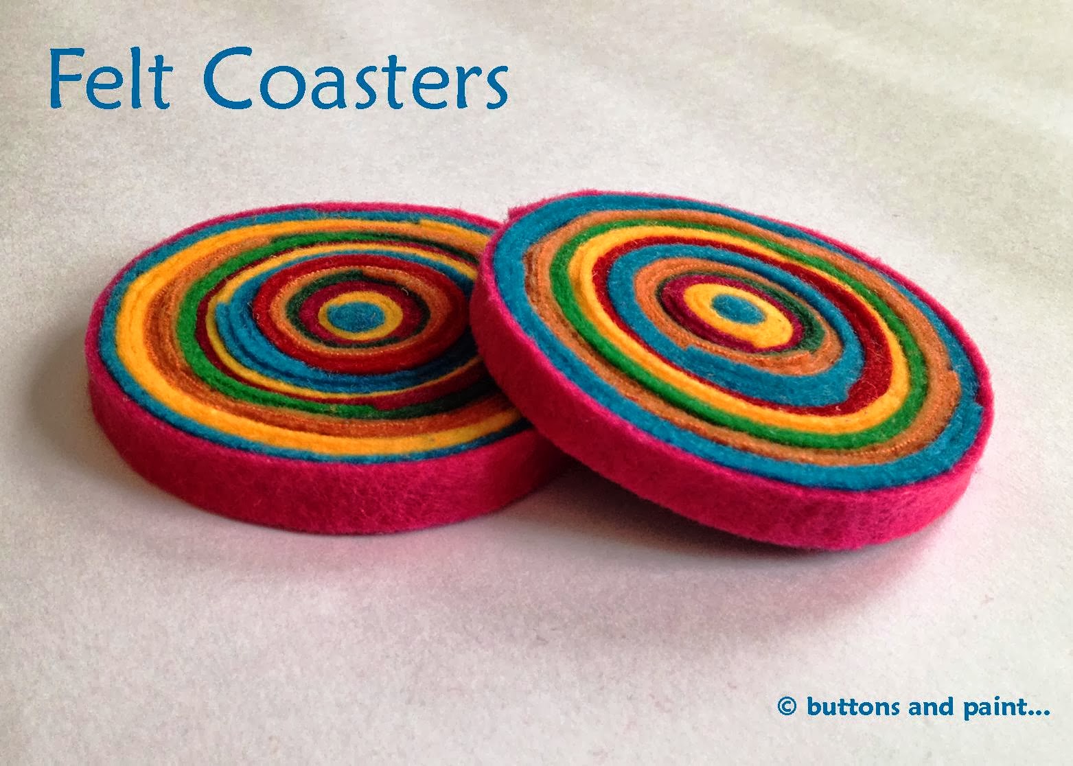 buttons and paint...: ... and some Felt Coasters