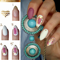  TUTORIAL - Manicure hybrydowy Cosmetics Zone 160 Dark Lilac & 003 Intense White - brush stroke nail art