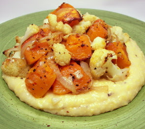 Roasted Winter Vegetables with Cheesy Polenta