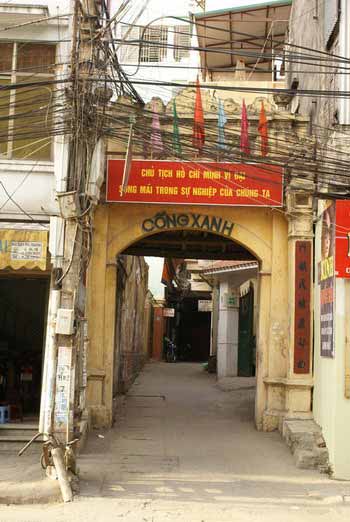 The street have many villages gate of Hanoi