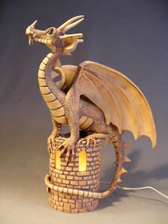 pottery  dragon lamp