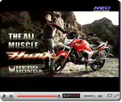 Screen shot of the Hero Honda Hunk TV Ad