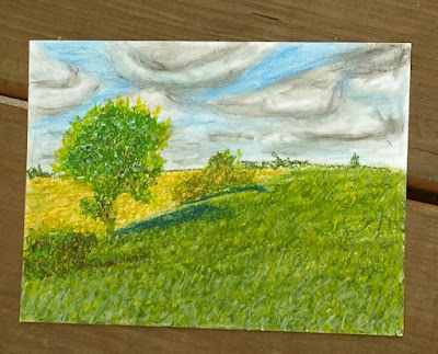 dreamwingsart.etsy.com | Original Artwork by C. L. Kay | Illinois Farmland in Oil Pastel