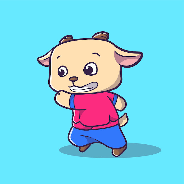 Cute goat running so fast mascot cartoon style