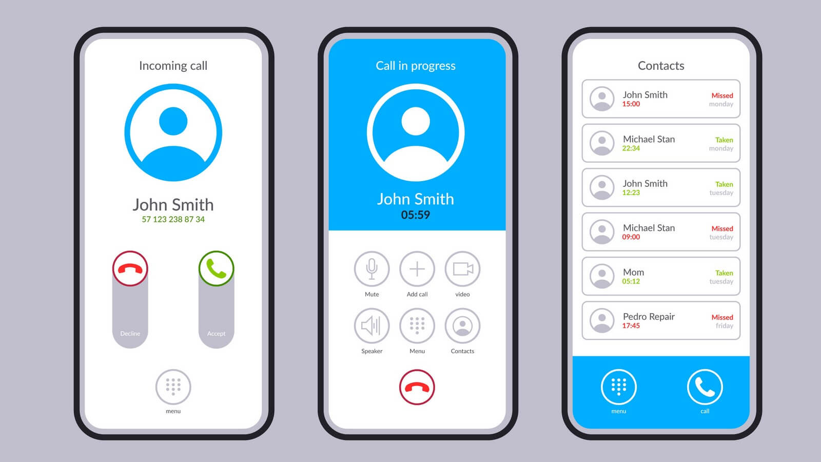 Phone call screen interface illustration