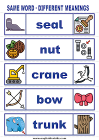English vocabulary cards - printable ESL resources