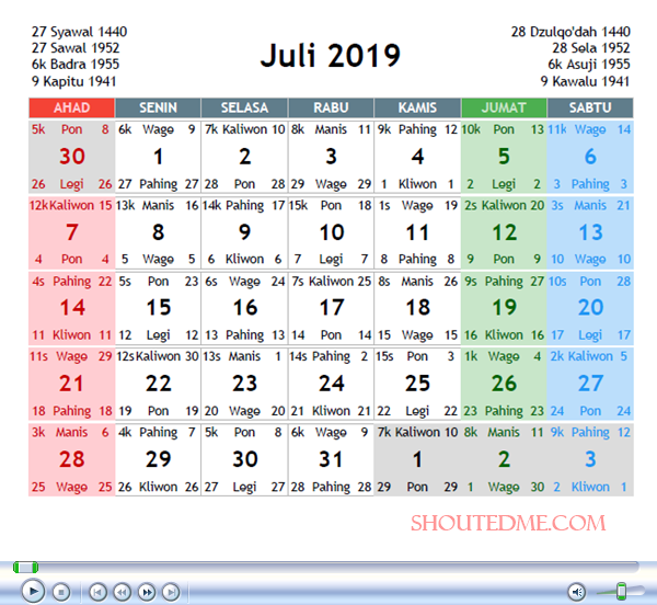 41 Gambar Kalender  Bulan  Juli 