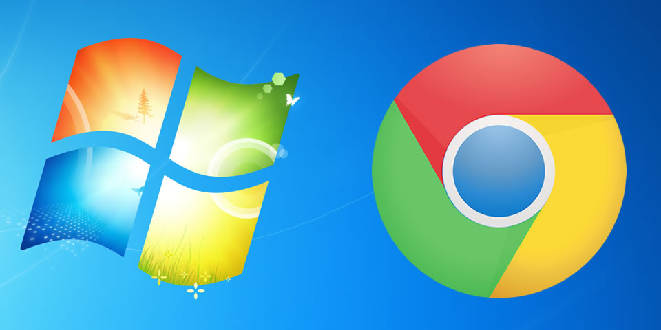 Logotipos do Windows 7 e do Google Chrome