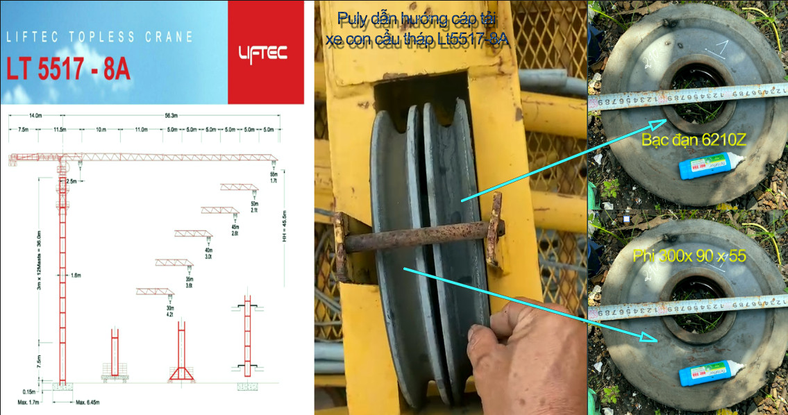 Puly cáp tải cẩu tháp LT5517-8A