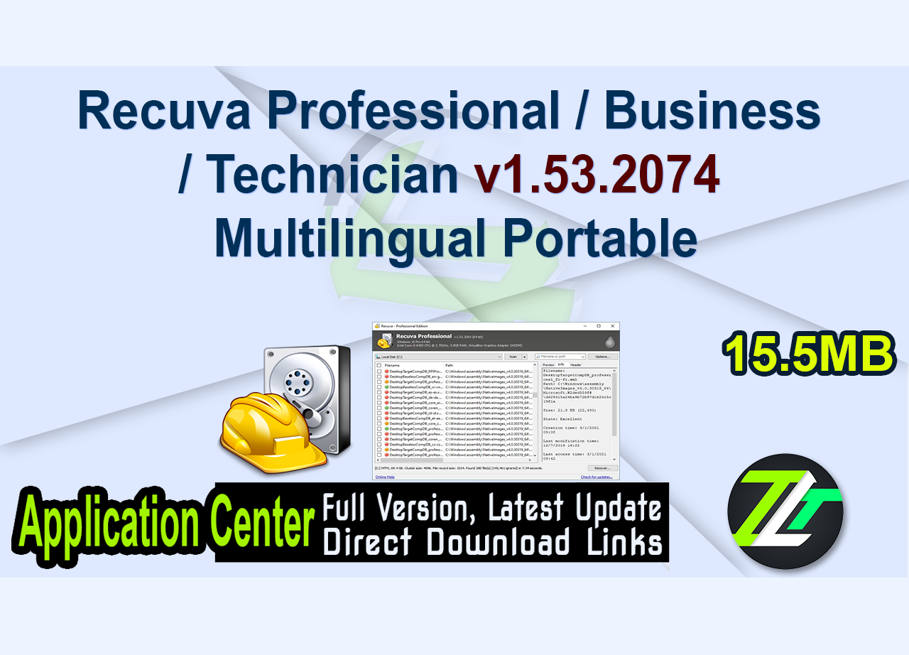 Recuva Professional / Business / Technician v1.53.2074 Multilingual Portable