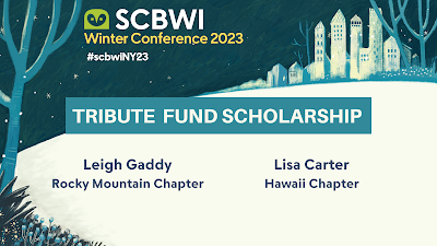 slide announcing the winners of the Tribute Fund Scholarship, Leigh Gaddy and Lisa Carter
