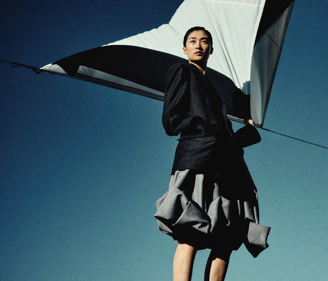 'New Horizons' in British Vogue & Vogue US February 2024 by Jack Davison, Models: Angelina Kendall, Awar Odhiang, Chu Wong, Jill Kortleve