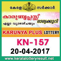 20.04.2017 Karunya Plus Lottery KN 157 results - kerala lottery results