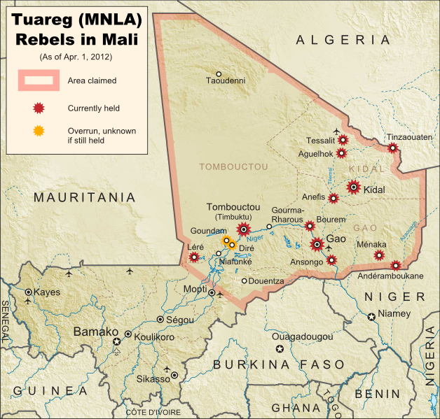 Mali Conflict Map Separatist Capture Timbuktu and Gao  