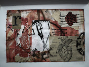 First postcard.used some already painted paper, vintage heart diagram, .