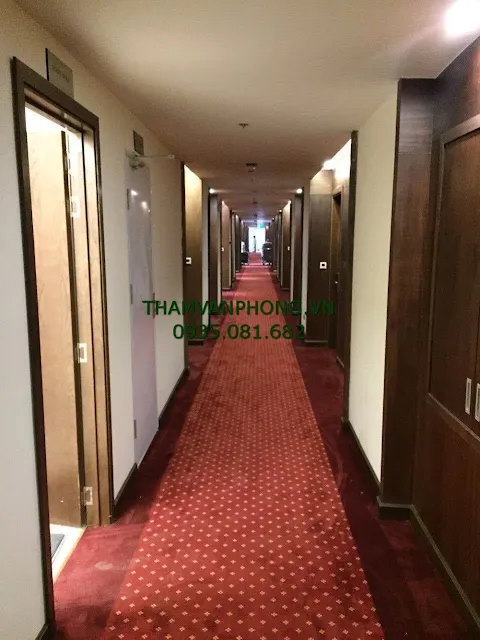 Thảm trải sàn hành lang khách sạn, thảm cuộn màu đỏ