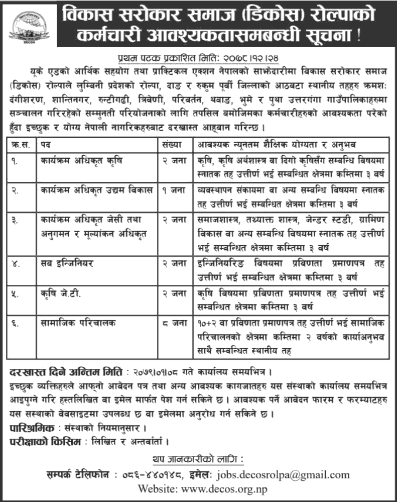 Development Concern Society Vacancy