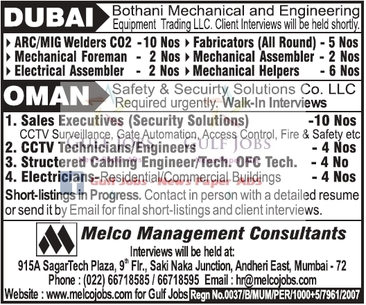 Dubai & Oman large job opportunities