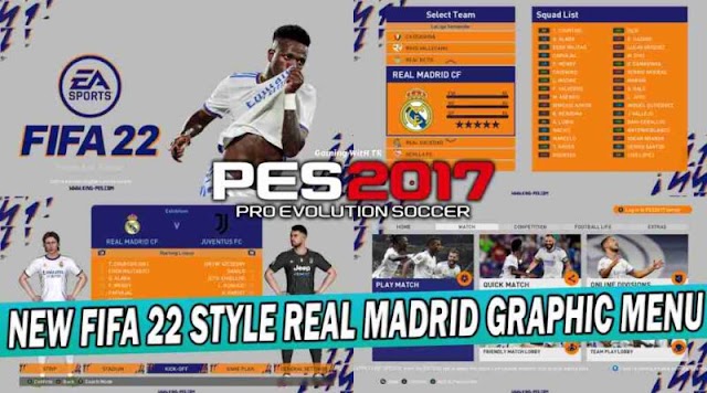 PES 2017 | NEW FIFA 22 REAL MADRID GRAPHIC MENU | COMPATIBLE WITH ALL PATCHES.