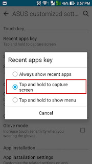 pilihan cara screenshot pada recent apps key