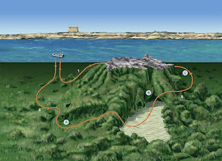 Mapa de buceo del islote de la Galera