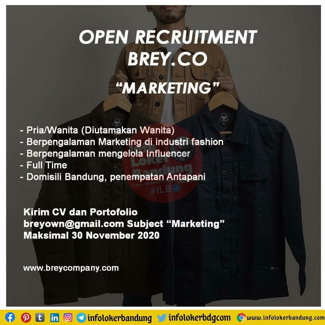 Lowongan Kerja Brey Co Bandung November 2020