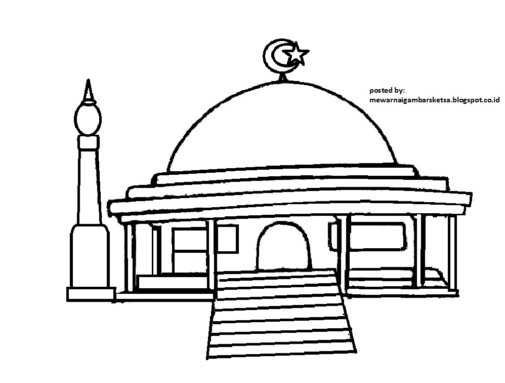 Mewarnai Gambar Mewarnai Gambar Sketsa  Masjid 3