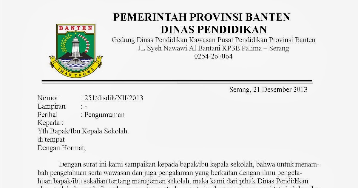 Contoh surat resmi dinas ~ KESAMBET