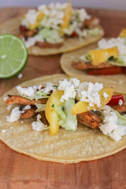 Caribbean Chicken Tacos with Mango Slaw | The Chef Next Door