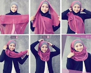 Cara memakai jilbab segi empat sederhana tapi modis