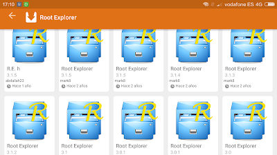 distintas versiones de root explorer