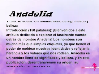 significado del nombre Anadelia