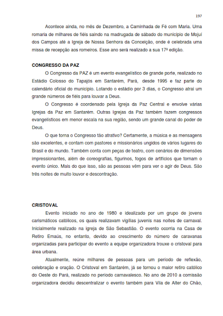 INVENTÁRIO DA OFERTA E INFRAESTRUTURA TURÍSTICA DE SANTARÉM – Pará – Amazônia – Brasil / ANO BASE 2013  - III. ATRATIVOS TURÍSTICOS