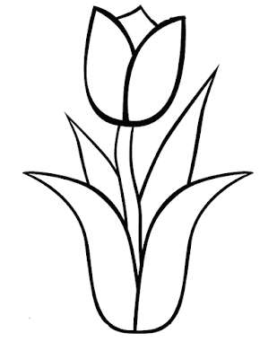 Flores para desenhar e colorir no papel - desenhos de Tulipa