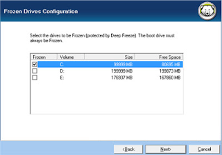 Pilih Partisi Deep Freeze