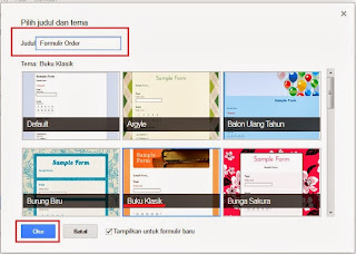 judul formulir dan tema formulir google docs