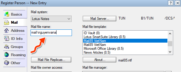 Tạo id người dùng mới trong Lotus Notes 8.5