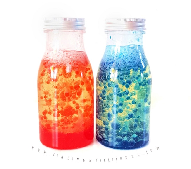 red and blue DIY lava lamps