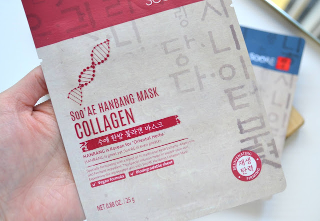 Soo'Ae HanBang Collection: Collagen, Cica and Hyaluronic Acid Sheet Mask Review