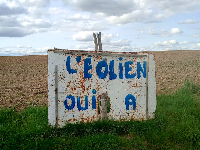 'Yes to wind turbines' sign, Indre et Loire, France. Photo by Loire Valley Time Travel.