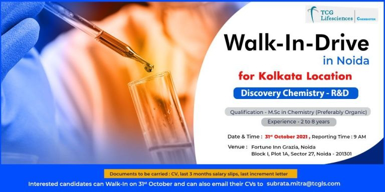 Job Availables,TCG Lifesciences Walk-In-Interview For M.Sc in Chemistry (Preferably Organic)