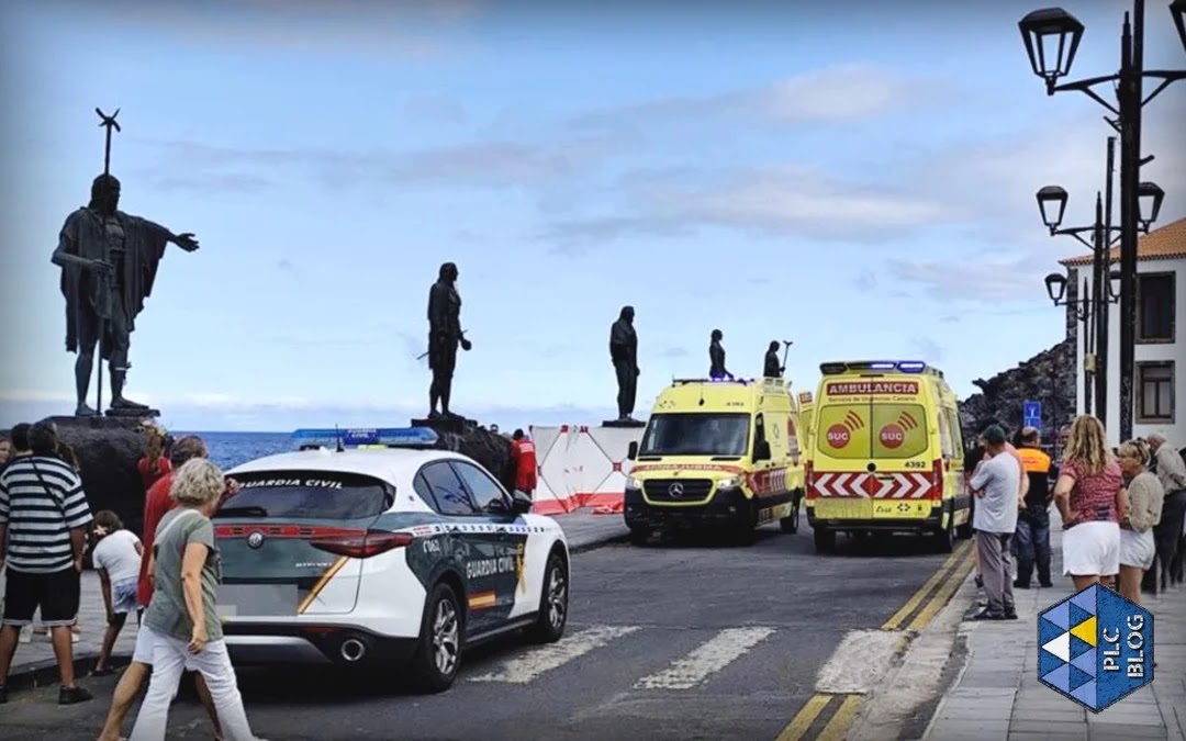 Recursos de emergencia y seguridad en el lugar de los hechos (Foto: Policía Local de Canarias Blog).