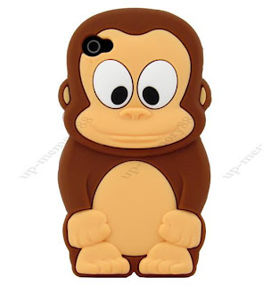 Cute Brown 3D Baby Tiny Monkey Soft Silicone Case Cover for iPhone 4 4G 4S E22