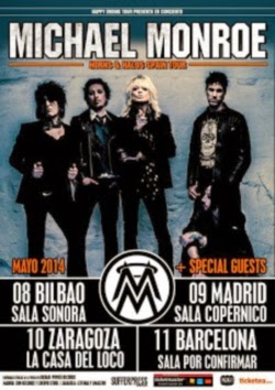 Conciertos de Michael Monroe en Madrid, Barcelona, Bilbao y Zaragoza en mayo