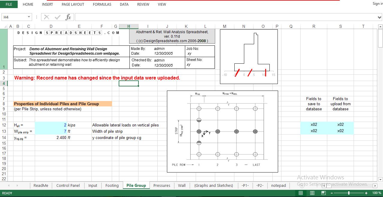 Abutment and Retaining Wall Design Spreadsheet Download Free