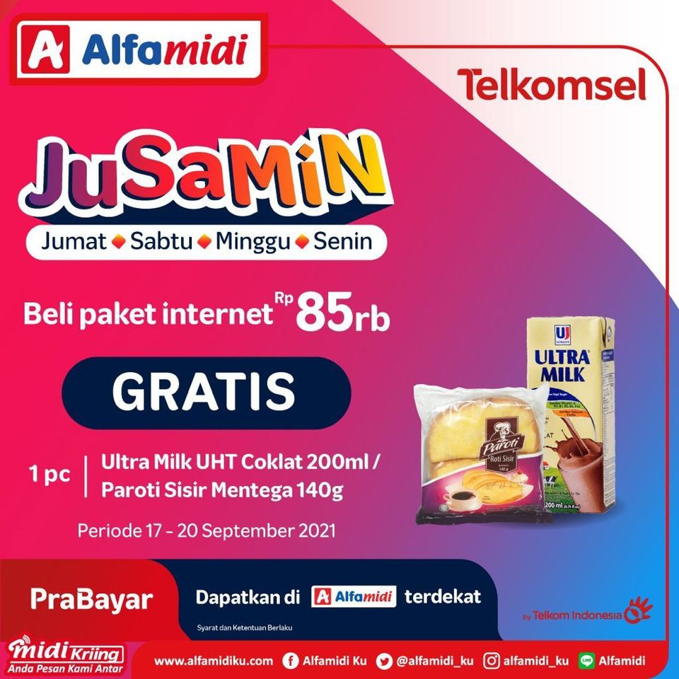 Promo Paket Data Telkomsel GRATIS Susu/Roti di Alfamidi