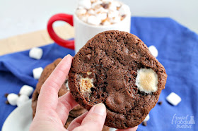 These rich, chewy Mexican Hot Chocolate Cookies are chock full of gooey marshmallows & chocolate chips with just a hint of cinnamon.