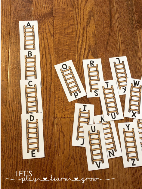 Letter matching activity similar to dominoes