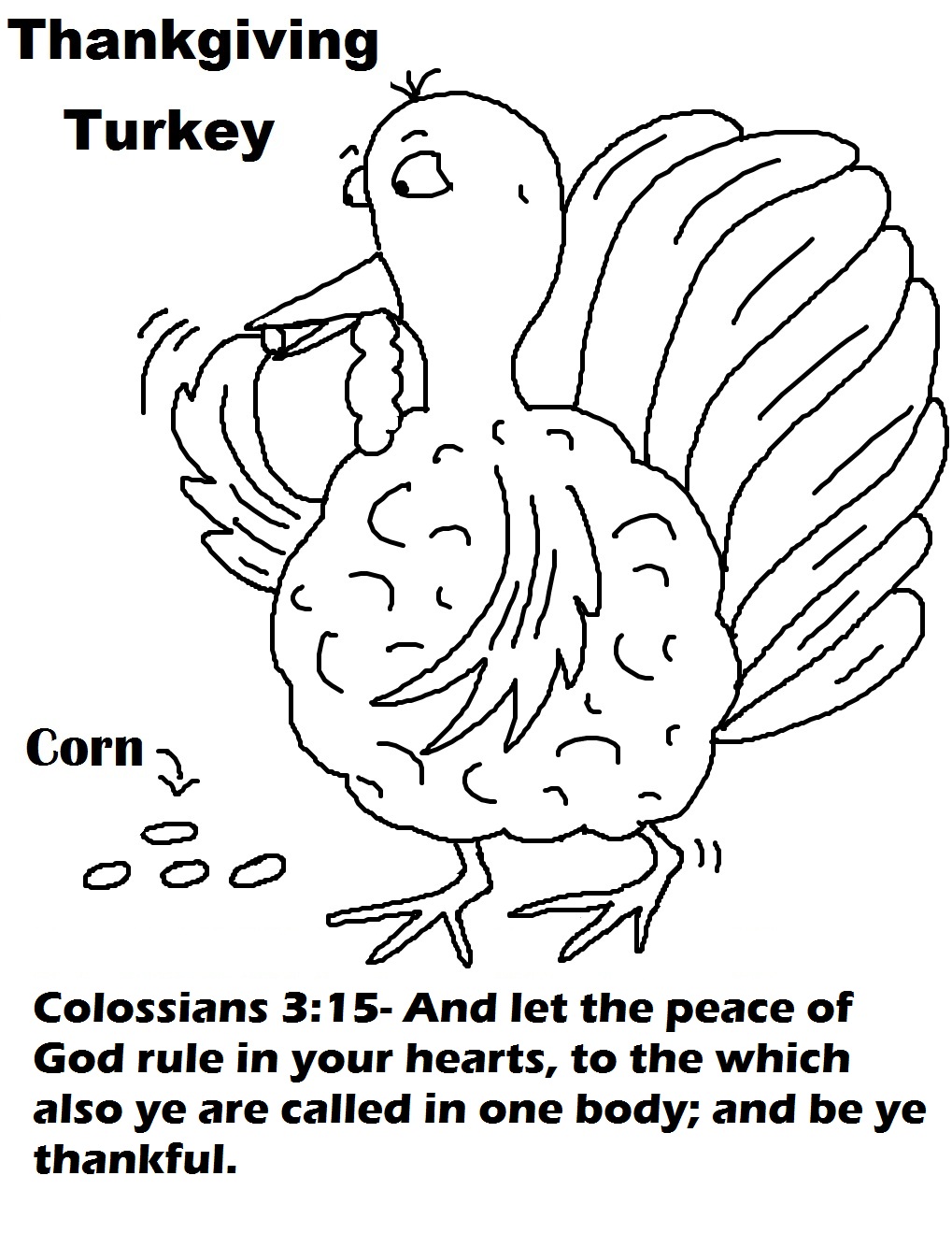 Turkey Eating Corn Coloring Page