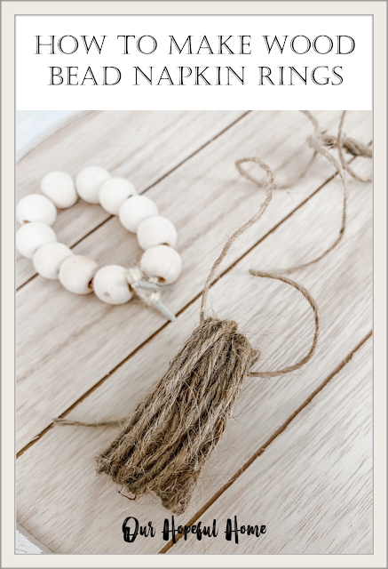 wood bead ring jute twine tassel